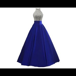 Royal Blue Full Length Ball Gown Prom Dress